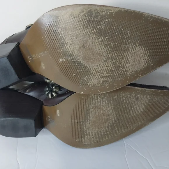 BCBGirls Dark Brown Embellished Mules Leather Western - Picture 9 of 11